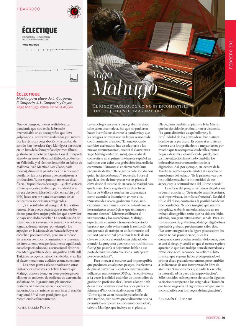 Crítica de 'ÉCLECTIQUE' en la revista Scherzo