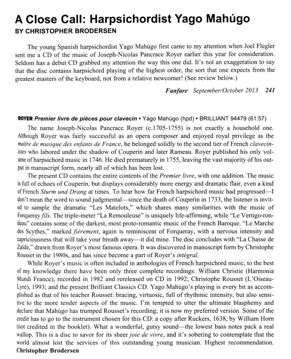 CRÍTICA EN FANFARE MAGAZINE 